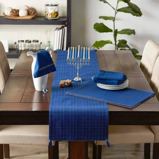 DII&reg; Blue with Silver & Gold Border Napkins, 6ct. {8}