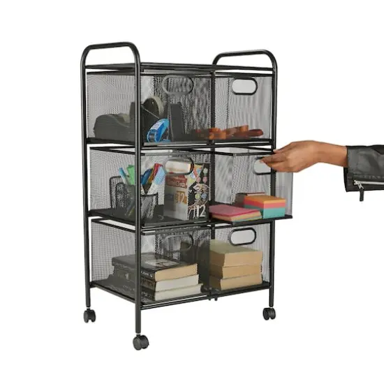 Mind Reader Black 6-Drawer Metal Rolling File Cart {3}