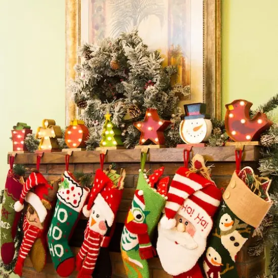 Glitzhome&reg; 7.5" Marquee LED Gift Box Stocking Holder {4}