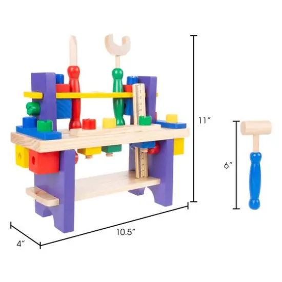 Toy Time Kids Wood Tabletop Workbench & Tool Set {3}