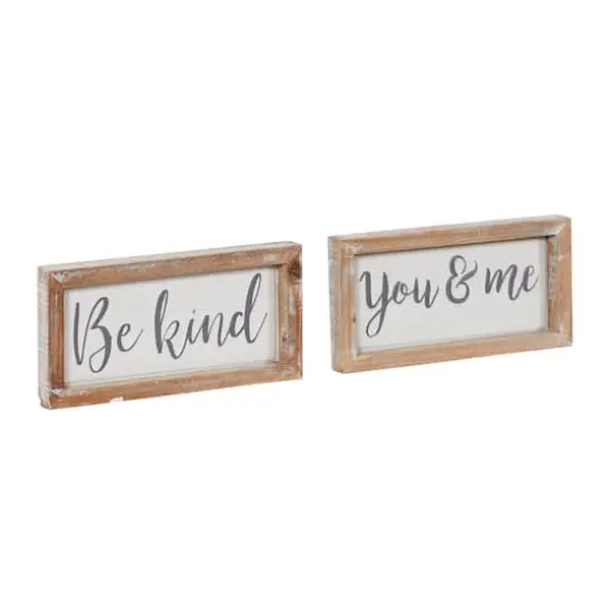 Set of 2 Brown Metal Farmhouse Sign Wall Decor, 12" x 6" {3}