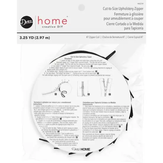 Dritz&reg; Home 3.25yd. Black Cut-To-Size Upholstery Zipper {1}