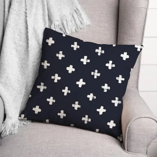 Crosses Indoor/Outdoor Pillow Navy {3}