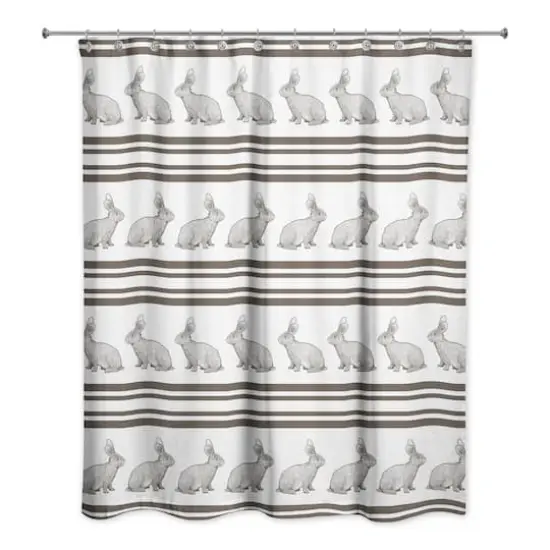 Bunny Stripes Shower Curtain 71" x 74" Shower Curtain {1}