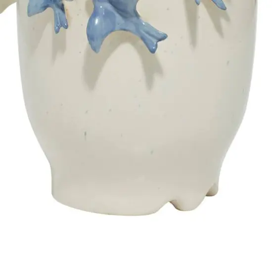 White Ceramic Coastal Vase, 12" x 9" x 9" {7}