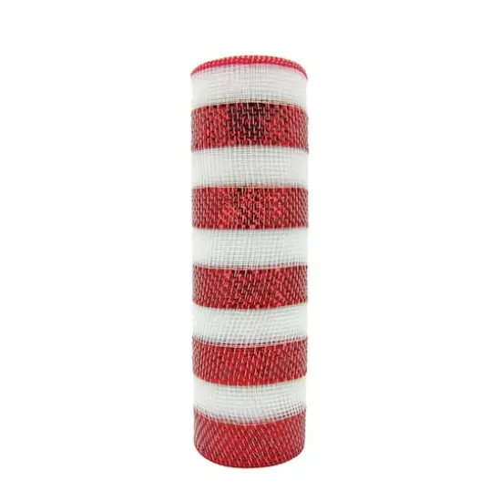 10" x 19ft. Red & White Striped Mesh by Celebrate It&trade; {1}
