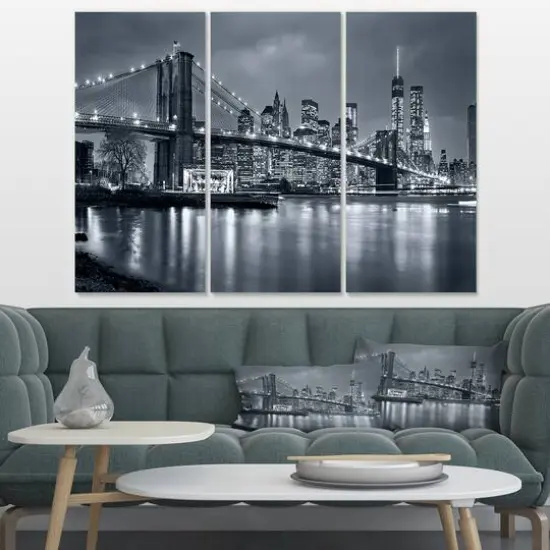 Designart - Panorama New York City at Night - Cityscape Canvas Print {3}