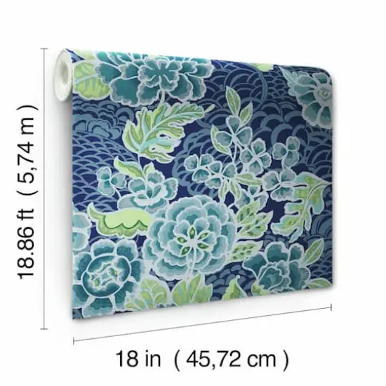RoomMates Zen Garden Peel & Stick Wallpaper Blue/Green {6}