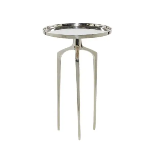 25" Contemporary Round Silver Aluminum Raised Edge Accent Table {6}