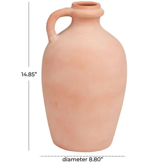15" Orange Terracotta Jug Vase with Handle {7}