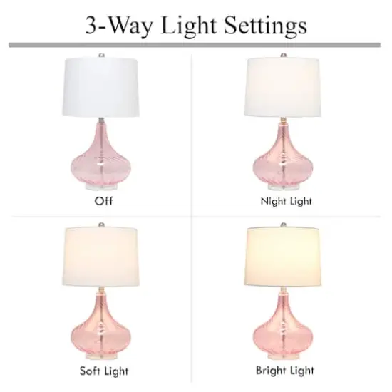 Lalia Home Classix 24" Pink Wavy Colored Glass Table Lamp {13}