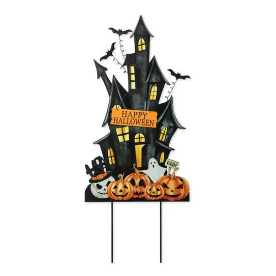 Glitzhome&reg; 32" Halloween Metal Haunted House Yard Stake {1}