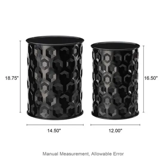 Glitzhome&reg; Multifunctional Embossed Honeycomb Texture Metal Garden Stool Set Black {9}