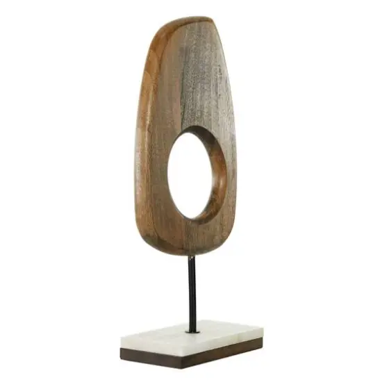 18" Brown Mango Wood Modern Sculpture {3}