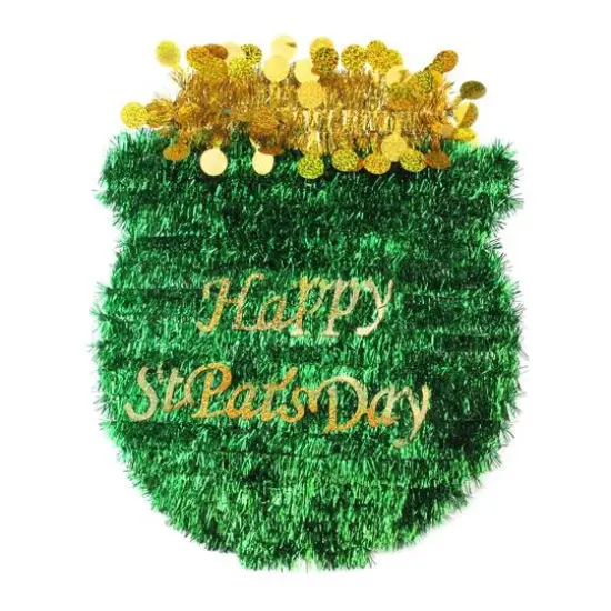 17" St. Patrick's Day Irish Tinsel Pot O' Gold Window Decoration {1}