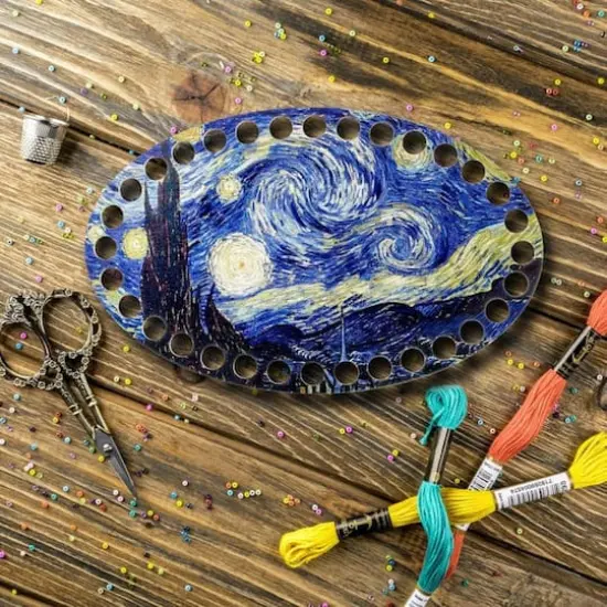 Wonderland Crafts Famous Paintings Starry Night Oval Thread Organizer {3}