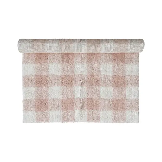 Hello Honey&reg; 3ft. x 5ft. Blush & Cream Plaid Cotton Tufted Rug {4}