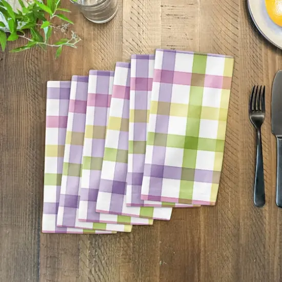Pastel Plaid Napkin 10" x 10" Cotton Twill Napkin {4}