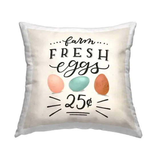 Stupell Industries Farm Fresh Eggs Easter Sign, Farm Fresh Eggs Easter Sign Decorative Printed Throw Pillow {1}