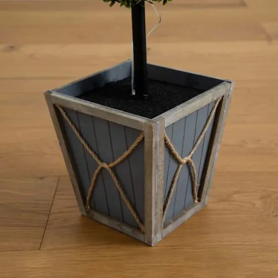 4ft. LED UV Resistant Triple Ball Boxwood Topiary in Decorative Planter {7}