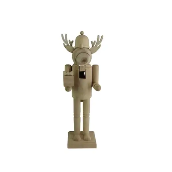 14" Reindeer with Gift DIY Pinewood Nutcracker by Make Market&reg; {1}