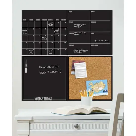 WallPops Black Dry Erase Calendar & Corkboard Set {3}