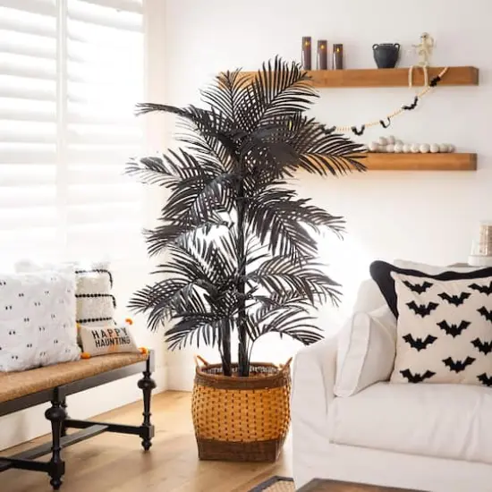 6ft. Artificial Halloween Black Golden Cane Tree {9}