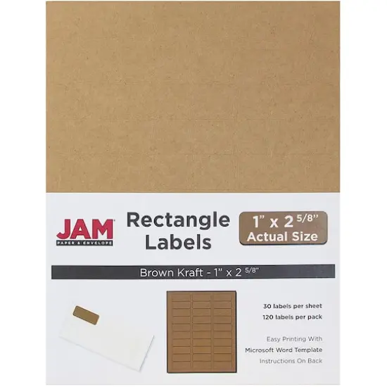 JAM Paper Circular Seal & Rectangular Mailing Address Label Combo Set Brown Kraft {4}
