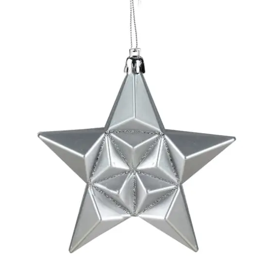 12ct. 5" Glitter & Matte Silver Splendor Shatterproof Star Christmas Ornaments {1}
