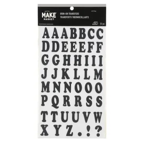 1" Black Alphabet Iron-On Transfers by Make Market&reg; {4}