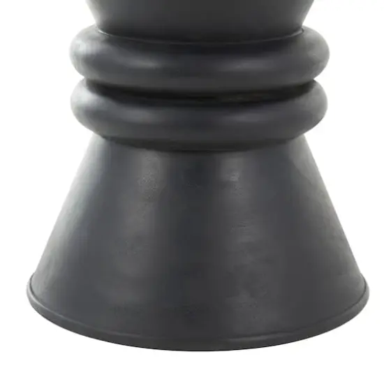 18" Black Wood Handmade Carved Hourglass Accent Table with 3D Ring Center {6}