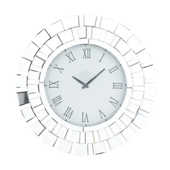 Silver MDF Glam Wall Clock, 24" x 2" x 24" {1}