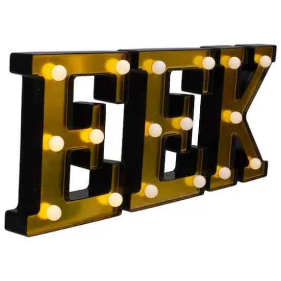 6.5" Lighted Black & Gold EEK Halloween Marquee Decoration {4}