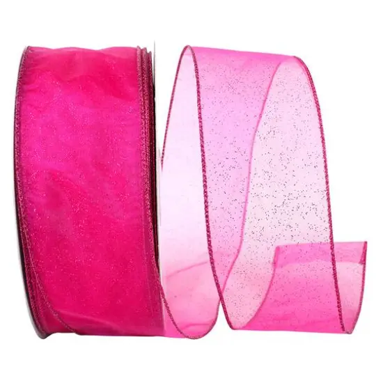 JAM Paper 2.5" x 50yd. Sheer Glitz Wired Value Ribbon Gold {2}