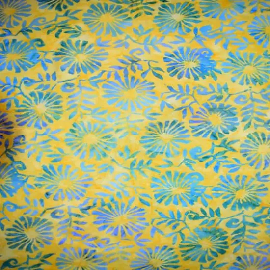 Feldman Premium Indonesia Batik Blue & Green Daisy Fabric {4}