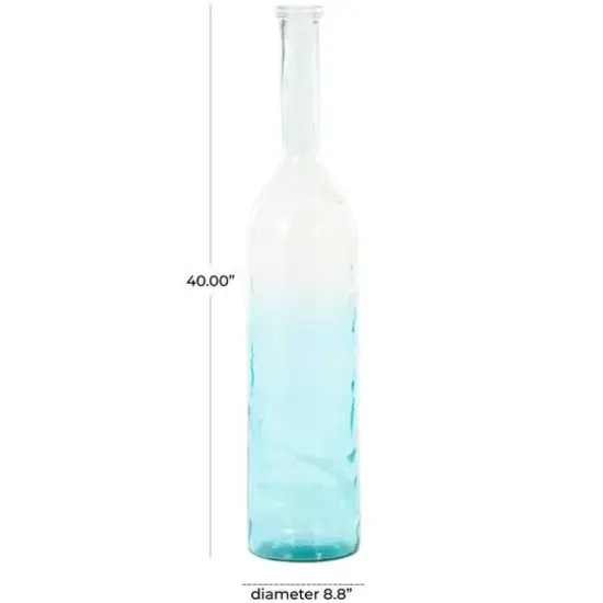 Teal Recycled Glass Handmade Tall Ombre Floor Vase {7}