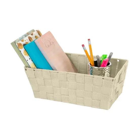 Simplify Small Woven Storage Shelf Bin Ivory {5}