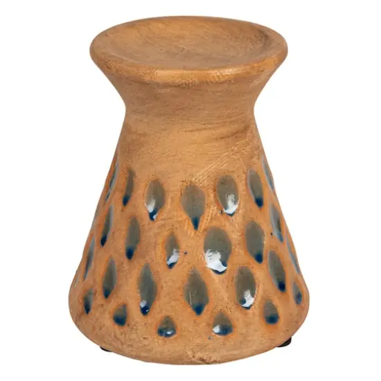 Hello Honey&reg; 6.5" Terra Cotta Debossed Candle Pillar Holder {1}