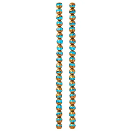 Aqua & Copper Faceted Glass Round Beads, 8mm by Bead Landing&trade; {4}