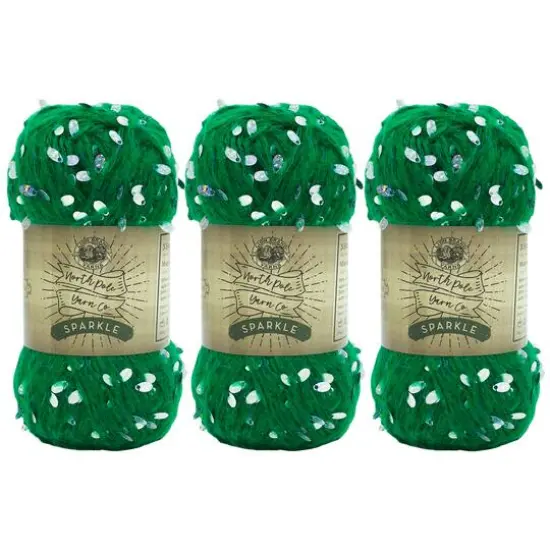 3 Pack Lion Brand&reg; North Pole Yarn Co. Sparkle Yarn Green {2}