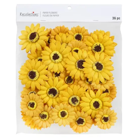 Yellow Sunflower Paper Flowers by Recollections&trade;, 36ct. {4}