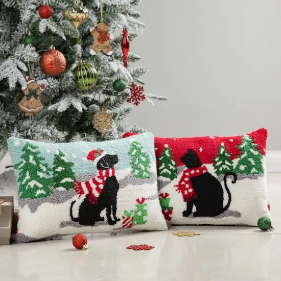 Glitzhome&reg; Hooked Christmas Cat & Dog Pillows, 2ct. {3}