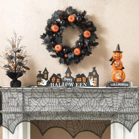 Glitzhome&reg; 2ft. Halloween Hinged Haunted House Table D&eacute;cor {3}