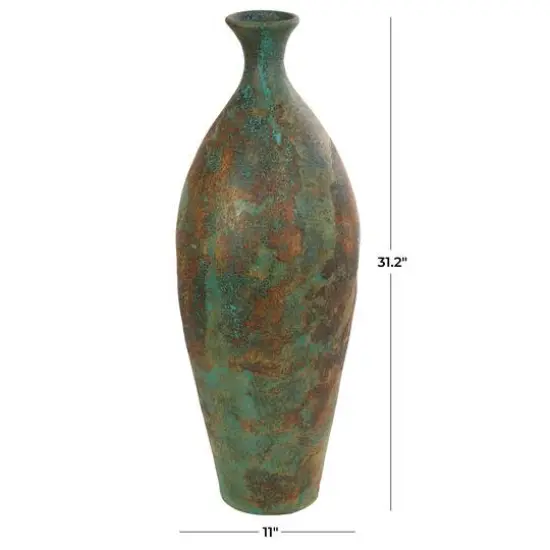 2.5ft. Green Ceramic Tall Distressed Antique Style Vase {9}
