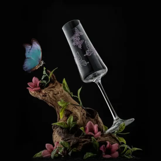 JoyJolt® 10oz. Meadow Butterfly Crystal Champagne Flute Set, 2ct. {7}