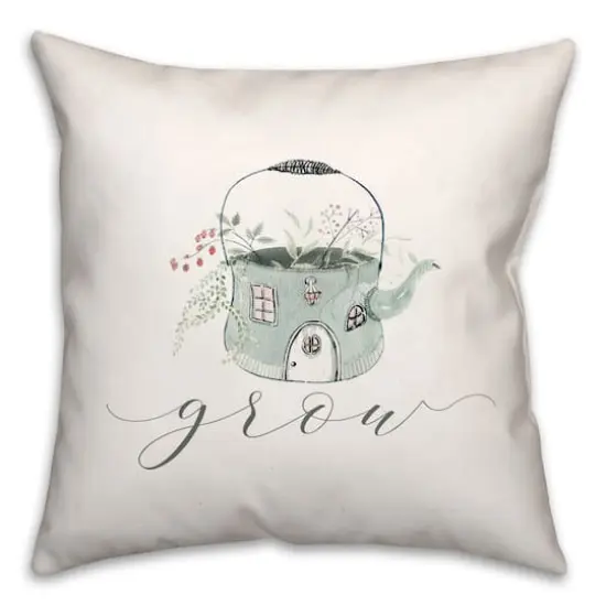 Grow Teapot Floral 18" x 18" Throw Pillow {3}