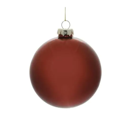 Red Glass Ball Ornaments Set {4}