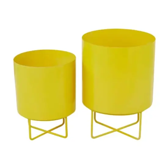 Yellow Modern Planter, Set of 2" 16", 13" {6}