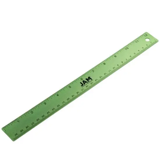 JAM Paper Metallic Stainless Steel Rulers, 12ct. Lime Green {1}