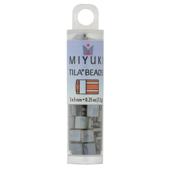 Miyuki&reg; Tila&reg; 5mm 2-Hole Square Glass Seed Beads Metallic Silver Gray Matte {4}